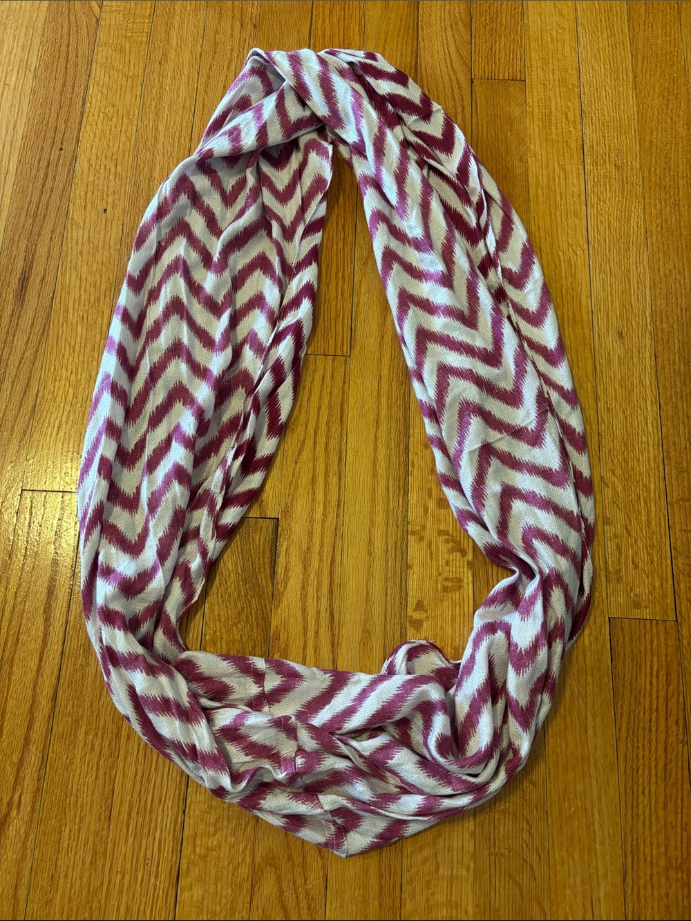 Bella Taylor Chevron Infinity Scarf Burgundy & White Patterned OS